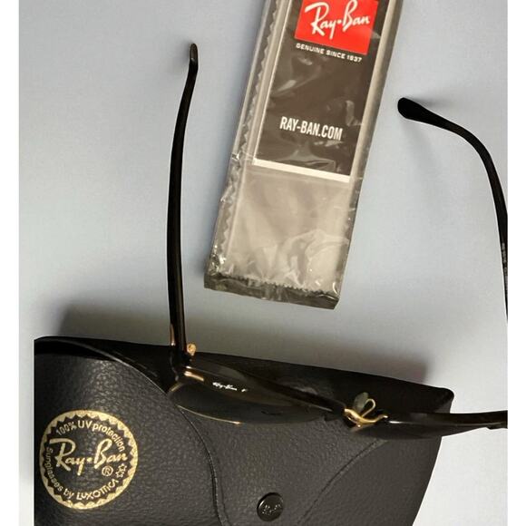 RAY BAN POLARIZED CLUBMASTER SUNGLASSES (49[]21mm) RB3016, 901/58, BLACK/GOLD - Picture 10 of 13